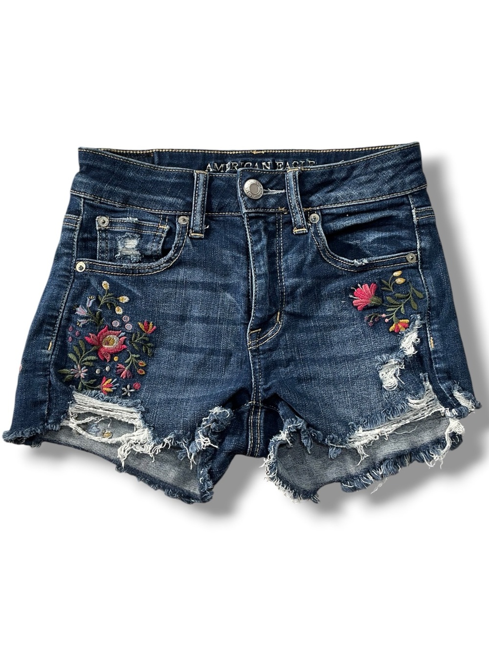 American Eagle Outfitters Next Level Stretch Hi-Rise Shortie Embroidered Shorts